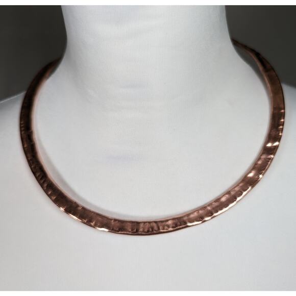 Handmade Copper Cuff Necklaces 3 S,M,L.hammered not oxidized - Picture 1 of 11